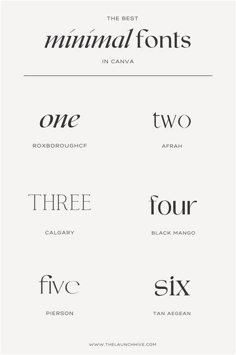 Top 7 Minimal Fonts In Canva — The Launch Hive Typography Fonts