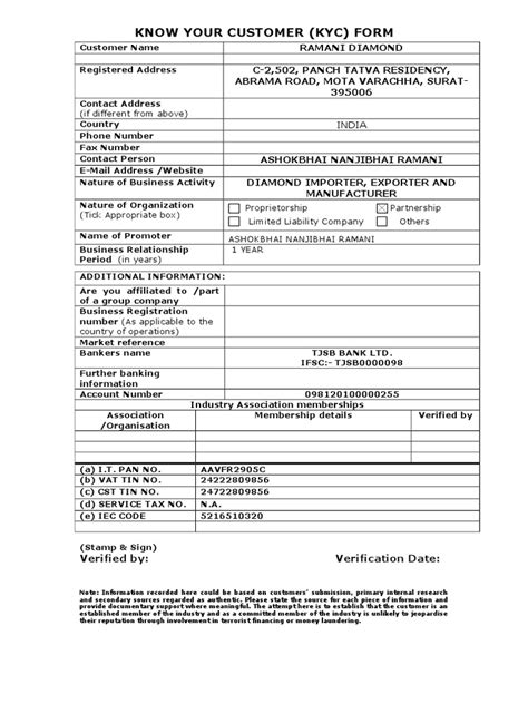 Kyc Form Pdf