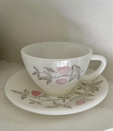 Vintage Federal Glass Tea Cup And Saucer Milk Glass Shop Thrilling