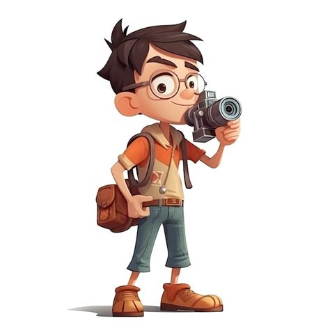 Cartoon character of boy Photographer white background | Premium AI ...