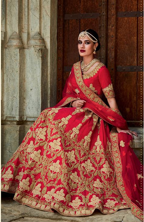 Buy Red Color Silk Bridal Lehenga Choli In Uk Usa And Canada