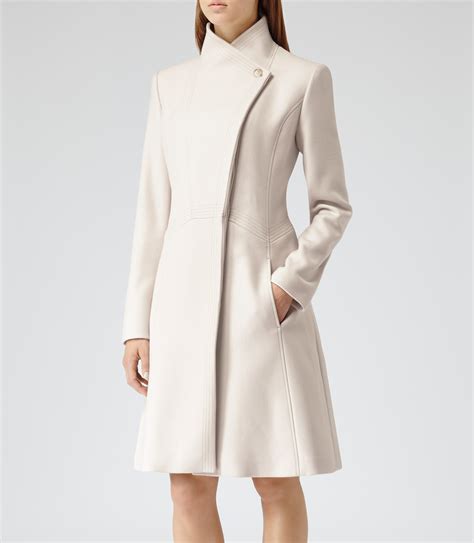 Reiss Virginia Fit And Flare Coat In White Lyst