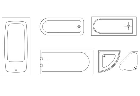 Bath Tub Free CAD Blocks Top View Drawing - Cadbull