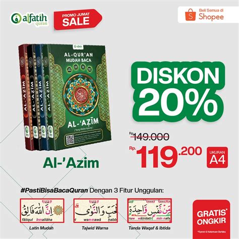 Jual AL Quran Latin Perkata Tajwid Besar ALAZIM A4 Terjemah Per Ayat