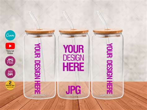 Oz Libbey Glass Can Tumbler Mockup Gr Fico Por Sublimation Designs