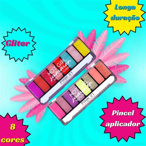 Paleta Sombras 8 Cores Gliter Carnaval Girls Summer Pink21 COR 01