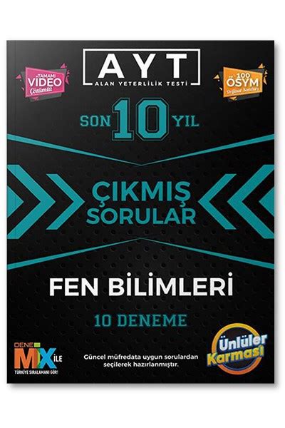 TYT Fen Bilimleri Çıkmış Sorular Tıpkı Basım 10 Deneme Ünlüler Karması