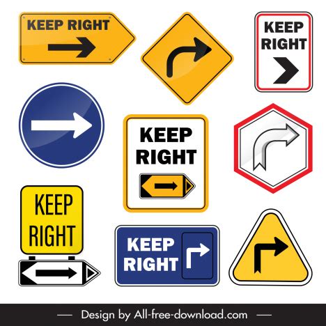 Road goes right sign board templates flat modern geometric shapes arrows sketch vectors stock in ...