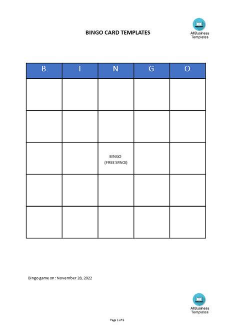 Bingo Game Board | Templates at allbusinesstemplates.com