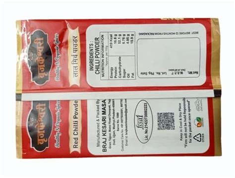 PET Red Chilli Powder Printed Packaging Pouch At Rs 220 Kg In Indore