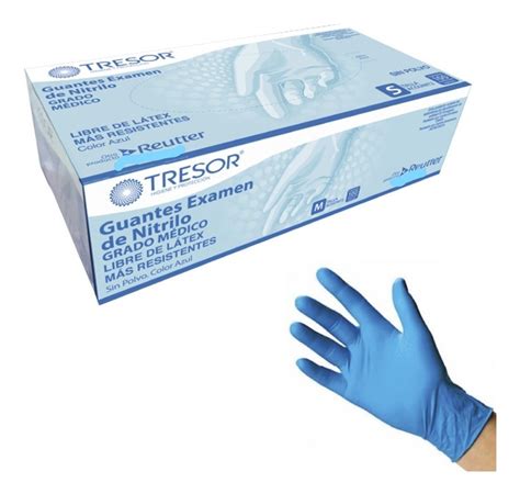 Guante Nitrilo Azul Libre De Polvo Tresor Talla L Caja 100u Cuotas