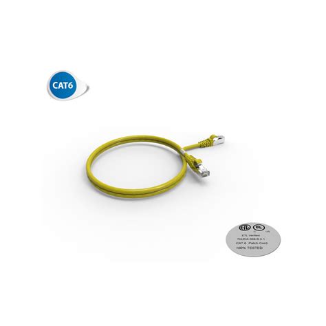 Cordon Rj45 Cat 6 Surmoulé Futp 100 Ohms Lsoh Longueur 1 M Couleur Jaune 2030j