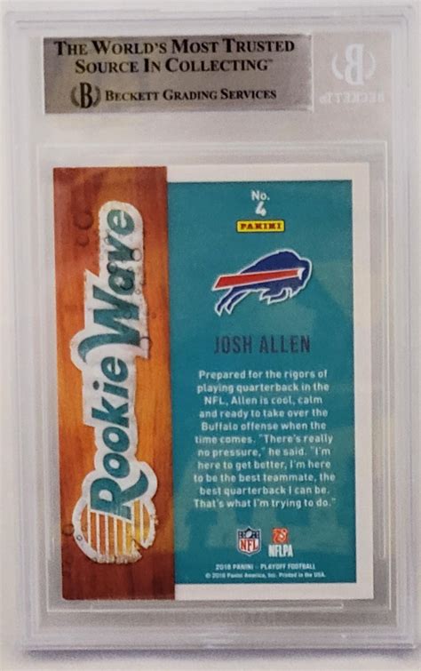 Josh Allen Signed 2018 Playoff Rookie Wave 4 Bgs Pristine Auction