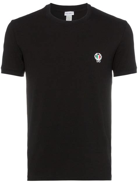 Dolce And Gabbana Logo Patch Cotton T Shirt Farfetch