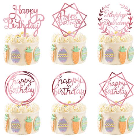 Buy Whaline Pack Happy Birthday Cake Topper Acrylic Cupcake Topper