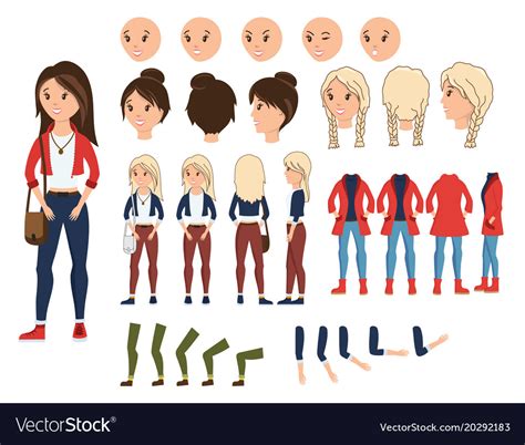 Girl Character Creation Set Royalty Free Vector Image