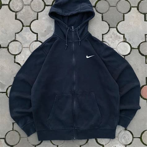 Vintage Nike Mini Swoosh Zip Hoodie Navy Y2k Usa Depop