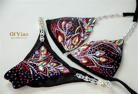 NPCIFBBWBFF Black Velvet Competition Bikini With Rhinestone Etsy