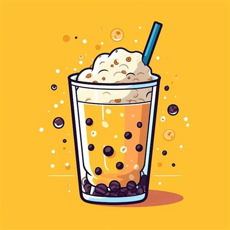 Premium AI Image | A cartoon drawing of a glass of iced coffee with a ...