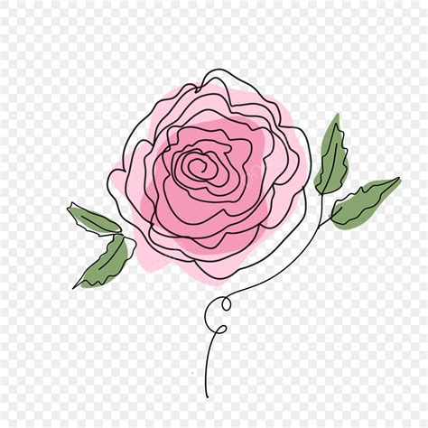 Rose Line Art Hd Transparent Line Art Rose Pink Rose Drawing Rose