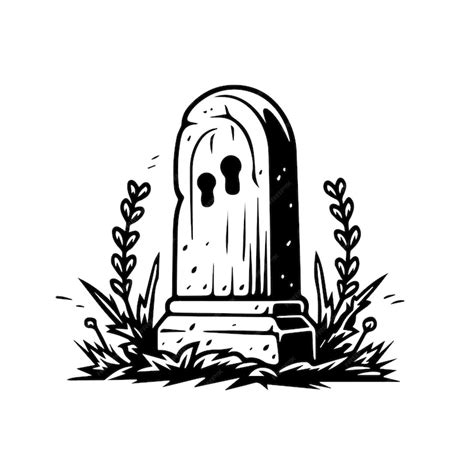 Premium Vector A Black And White Of A Tombstone Vector