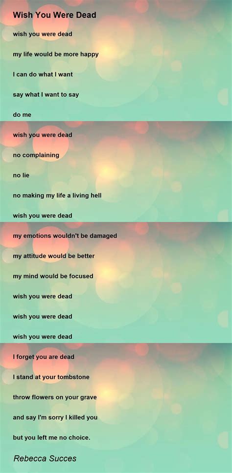 I Wish I Was Dead Poems