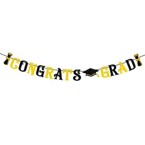 Starsgarden Glitter Congrats Grad Oif8 Banner Gold Glitter Graduation