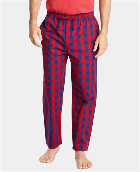 Nautica Cotton Plaid Pajama Pants In Red For Men Lyst