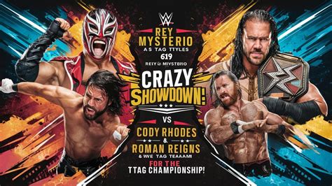 CRAZY Showdown R Mysterio AJ Styles V S C Rhodes R Reigns