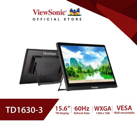 ViewSonic TD1630 3 16 10 Point Touch Screen Monitor 15 6 TN 60Hz 12ms