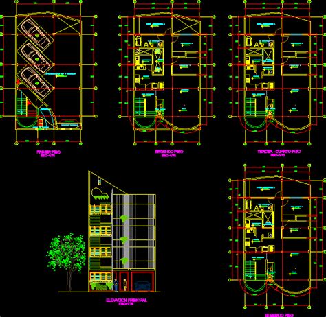 Planos De Edificio De Plantas En Dwg Autocad Vivienda Multifamiliar