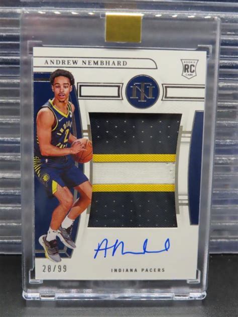 National Treasures Andrew Nembhard Rookie Patch Auto Autograph