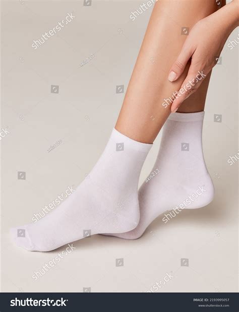 Woman Wearing White Socks Foot Care Stock Photo 2193995057 Shutterstock