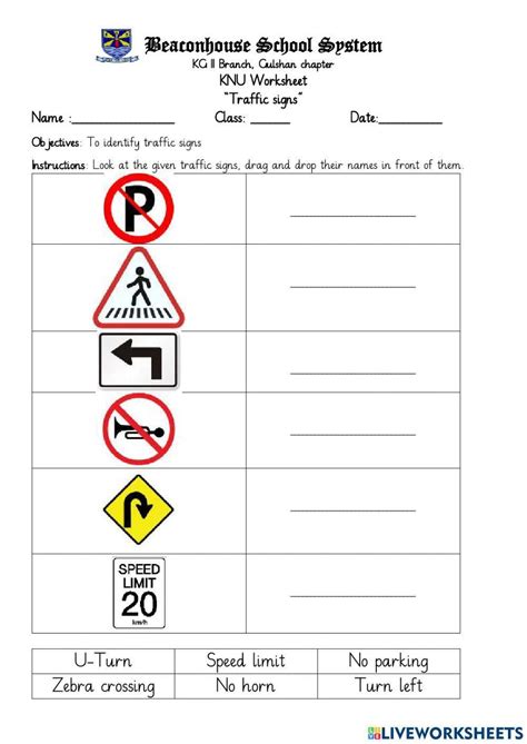 Traffic Signs Online Exercise For Kindergarten Live Worksheets