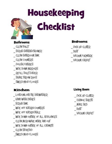 Housekeeping checklist – Artofit