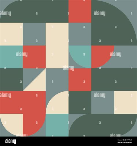 Seamless Square Pattern In Bauhaus Style With Geometric Shapes Wall