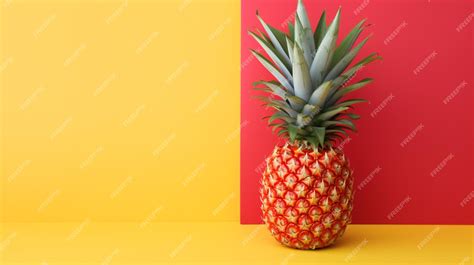 Premium Photo A Red And Yellow Pineapple Sits On A Yellow And Red Background