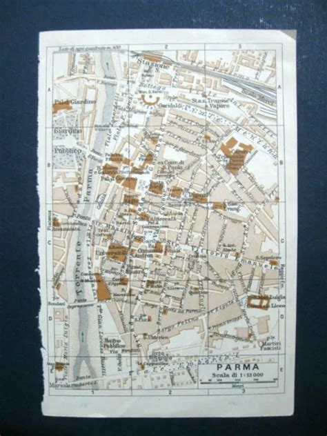 MAPPA ANTICA CARTA Pianta Della Citta Di Parma Emilia Romagna 1927 EUR