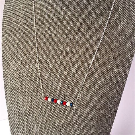 Red White And Blue Beaded Necklace 4th Of July Fourth Of July