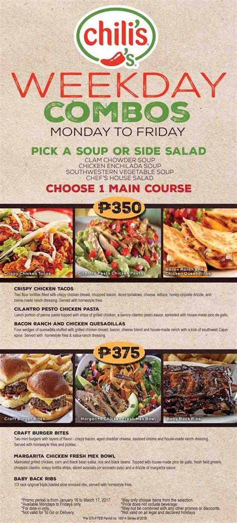 Chili S Menu Printable Menu With Prices