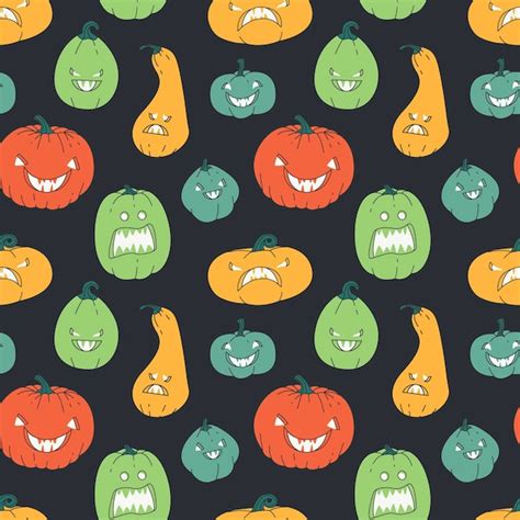 Premium Vector Halloween Pumpkins Seamless Pattern