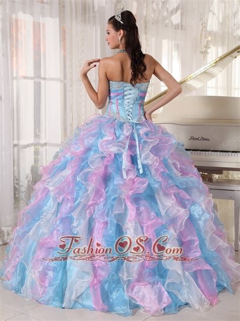 Beautiful Multi Color Quinceanera Dress Sweetheart Organza Appliques