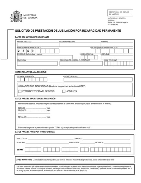 Solicitud De Prestaci N De Jubilaci N Por Incapacidad