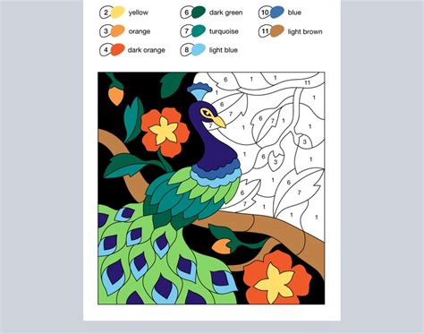 Color by Number Animals part 2, Printable Coloring Pages for Kids, Adults or Seniors. Large ...