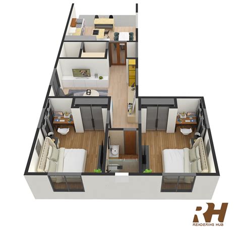 Residential Houses 3D Floorplan by Rendering Hub - Architizer