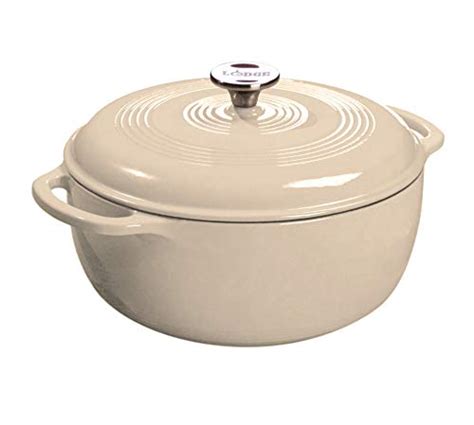 Lodge 6 Quart Enameled Cast Iron Dutch Oven With Lid Dual Handles Oven Safe Up To 500° F Or