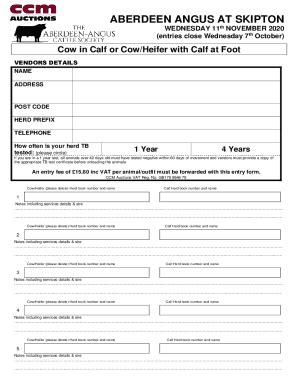 Fillable Online ENTRY FORM Cow Doc Fax Email Print PdfFiller