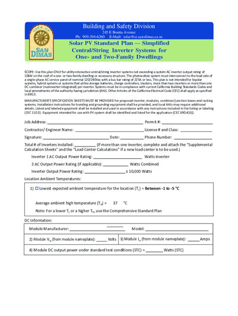 Fillable Online Building And Safety Division Solar PV Standard Plan