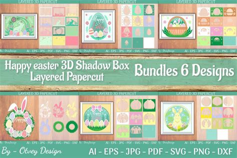 Happy Easter D Shadowbox Layered Papercut Bundles