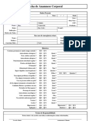 Ficha De Anamnese Em Auriculoterapia Dor Diabetes Mellitus Salvabrani